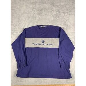 VTG Timberland T-Shirt Mens L Purple Colorblock Long Sleeve Cotton U.S.A.
